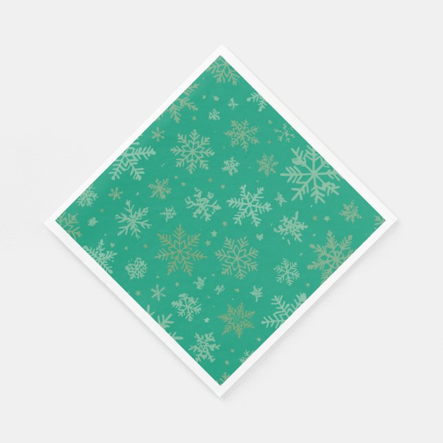 Tiel and Gold Snowflakes Napkin (Corner)