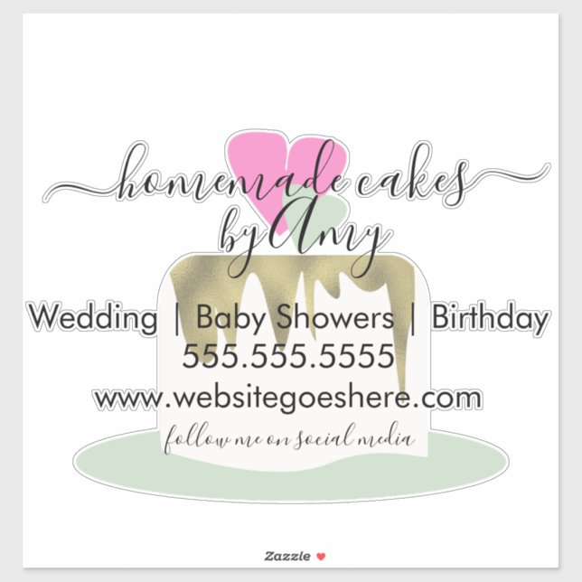 Tier Cake Logo Bakery Business Marketing Car Decal (Sheet)