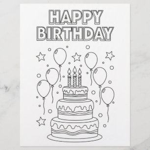 Tiered Birthday Cake Coloring Page HappyBirthday