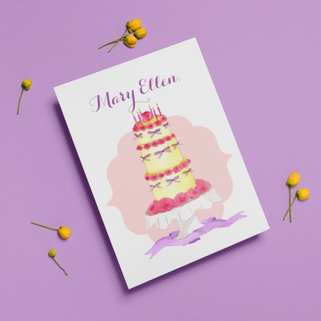 Tiered Birthday Cake Personalised Birthday Card (Creator Uploaded)