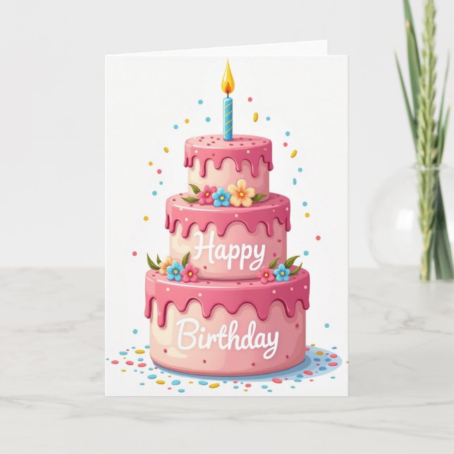 Tiered Cake Art Birthday Card (Front)