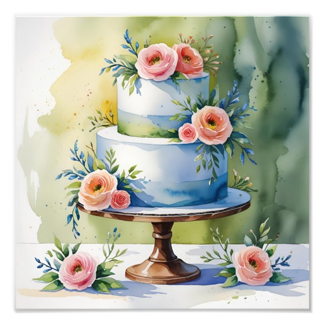 Tiered Cake Watercolor Inspired Print (Front)