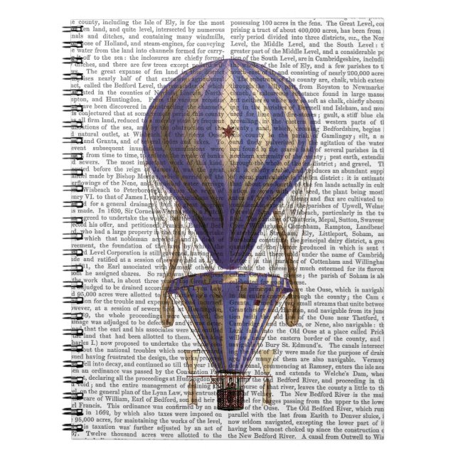 Tiered Hot Air Balloon Blue Spiral Notebook (Front)