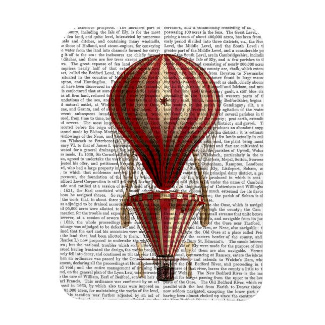 Tiered Hot Air Balloon Print Red Magnet (Vertical)