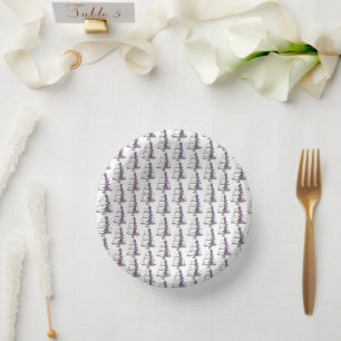Tiered Purple Floral Wedding Cake Bridal Shower Paper Plate