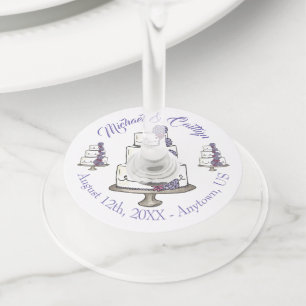 Tiered Wedding Cake Bridal Shower Anniversary Wine Glass Tag