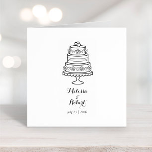 Tiered Wedding Cake Bride Groom Names Rubber Stamp