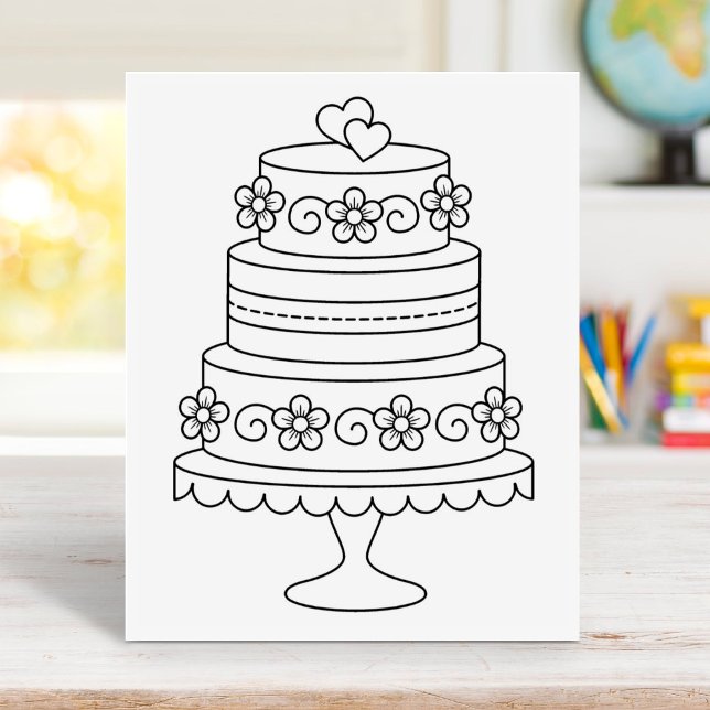 Tiered Wedding Cake Colouring Page Rubber Stamp (Creator Uploaded)
