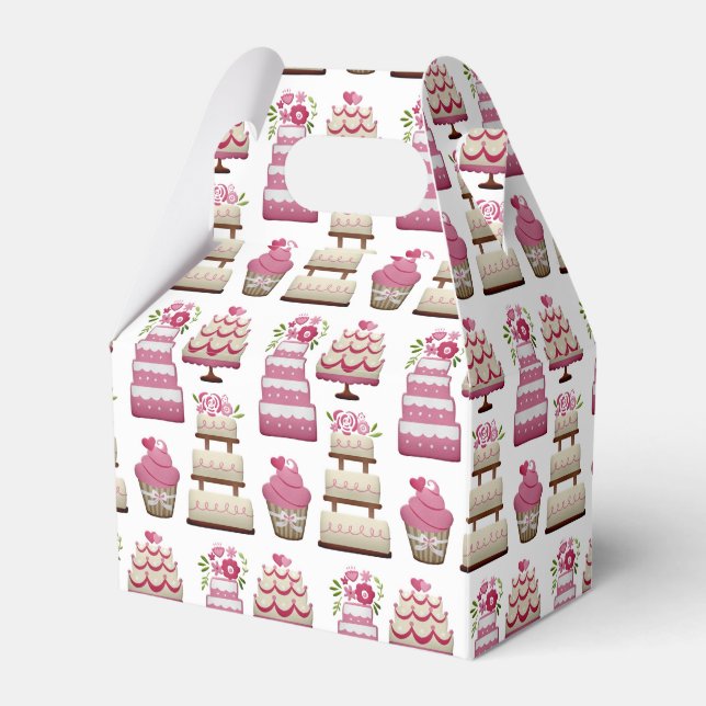 Tiered Wedding Cakes Cute Pattern Favour Box (Front Side)