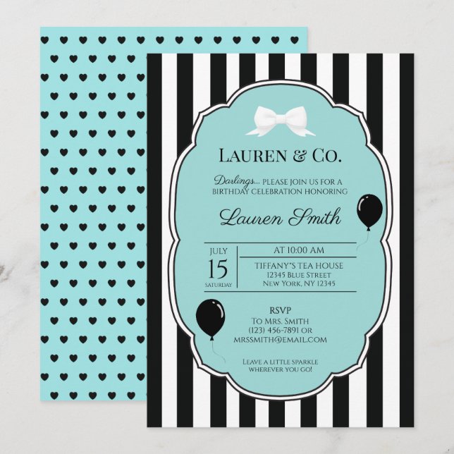 Tiffany and Co Birthday Heart Invitation (Front/Back)