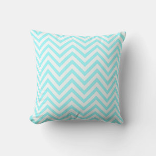 Tiffany Aqua Mint Ocean Blue Beach Chevron White Cushion
