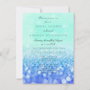 Tiffany Aqua Navy Blue Mint Glitter Bridal Shower Invitation