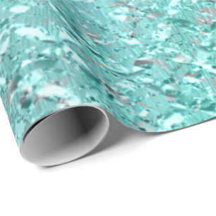 Tiffany Aqua Ocean Turquoise Grey Glass Crystal Wrapping Paper