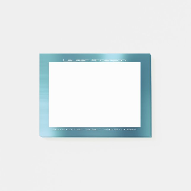 Tiffany Aqua White Office Custom Personalised Post-it Notes (Front)