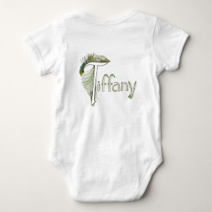 TIFFANY baby back peacock alphabet jumper Baby Bodysuit