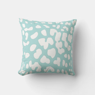 Tiffany Blue and White Leopard Print Throw Pillow