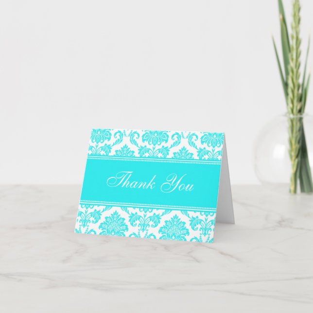 Tiffany Damask Thank You Cards (Front)