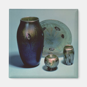 Tiffany favrile plate and vases magnet