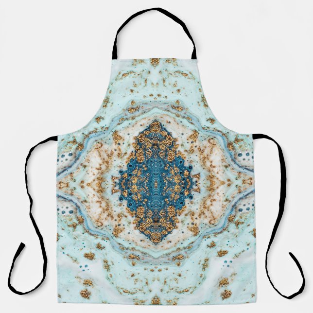 Tiffany Gold: Luxury Marble Seamless Apron (Front)