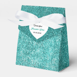 Tiffany Green Metallic Aqua White Favour Thank You Favour Box