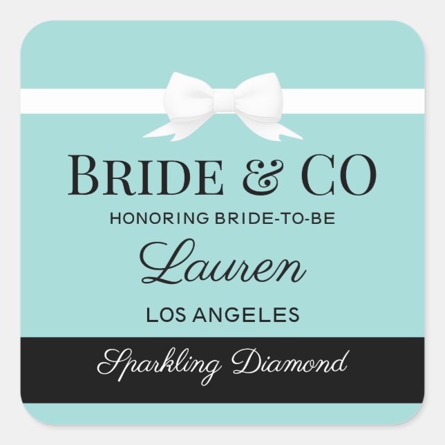 Tiffany Inspired Bride Sticker Favour Labels  (Front)