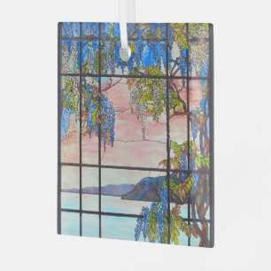 Tiffany Lake and Wisteria Stained Glass Window Tree Decoration