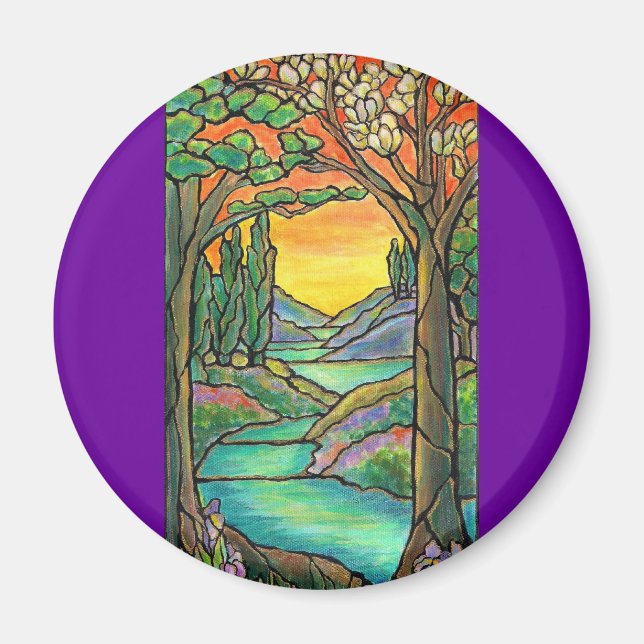 Tiffany Landscape Stained Glass Design ART! Magnet (Front)