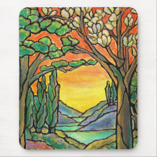 Tiffany Landscape Stained Glass Design ART! Mouse Pad
