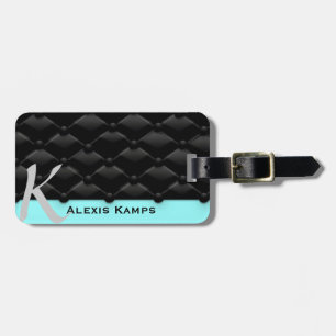 Tiffany Mint Black Blue Tufted Custom Luggage Tag