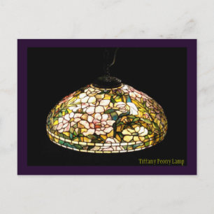 Tiffany Peony Lamp Elegant  Art Postcard