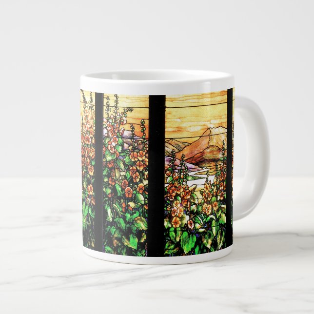 Tiffany Stained Glass Flowers Jumbo Mug (Front Right)