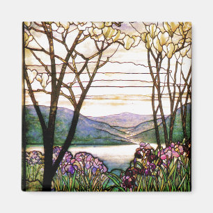 Tiffany Stained Glass Iris Flowers Floral Magnet