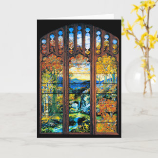 Tiffany Stained Glass Window Fall Landscape Card