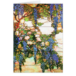 Tiffany Stained Glass Wisteria Flower Art Card