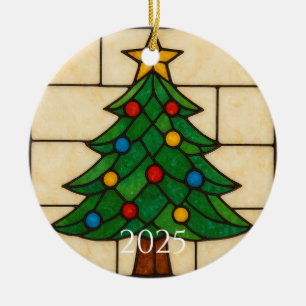 Tiffany Style Stained Glass Christmas Tree Design  Ceramic Tree Decoration