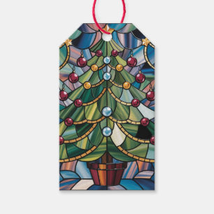 Tiffany-Style Stained Glass Christmas Tree Gift Tags