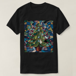 Tiffany-Style Stained Glass Christmas Tree T-Shirt
