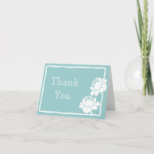 Tiffany Teal Damask Wedding Thank You Card