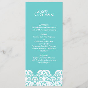 Tiffany Teal Lace Wedding Menu