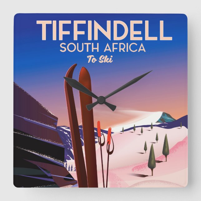 Tiffindell South Africa Ski poster Square Wall Clock (Front)