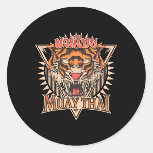 Tigar Muay Thai Mma Vintage Kickboxing Training _1 Classic Round Sticker