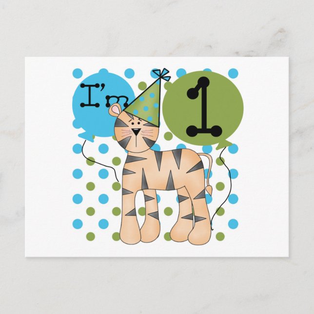 Tiger 1st Birthday T-shirts and Gifts Postcard (Front)