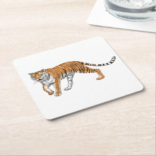 Tiger 2 square paper coaster