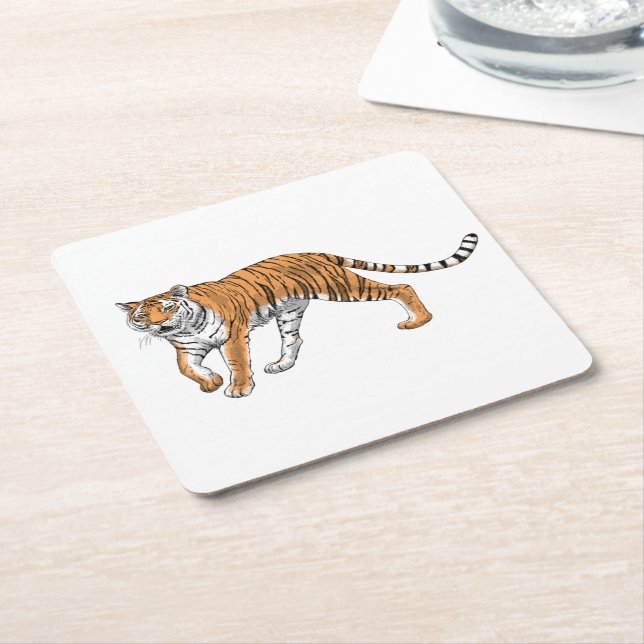 Tiger 2 square paper coaster (Angled)