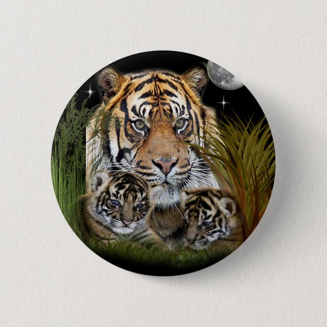 Tiger 6 Cm Round Badge (Front)
