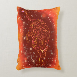 Tiger Accent Pillow Running In Starry Night