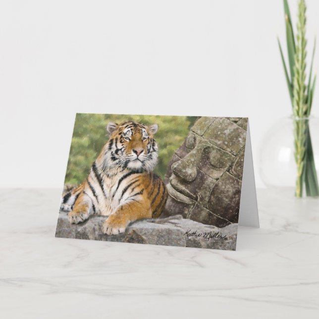 Tiger and Buddhist Temple Card (Front)