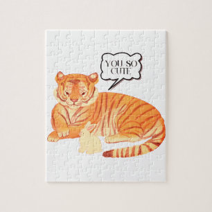Tiger and Bunny Friendship – Cute Animal Illustra Jigsaw Puzzle