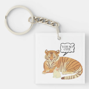 Tiger and Bunny Friendship – Cute Animal Illustra Key Ring