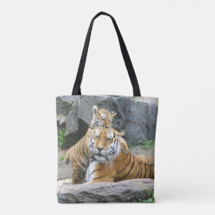 Tiger And Cub Love Tote Bag